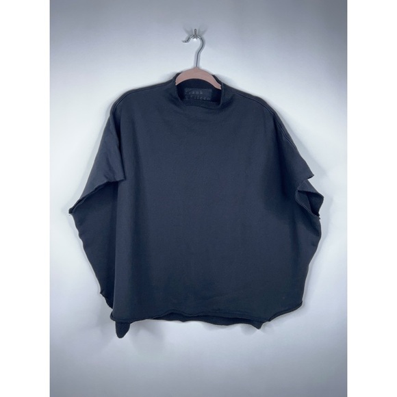 Frank & Eileen Audrey Funnel Neck Capelet Black Oversized Sweatshirt Fleece - Picture 1 of 10